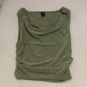 SHEIN Olive Green Draped Cowl Neck Sleeveless Top